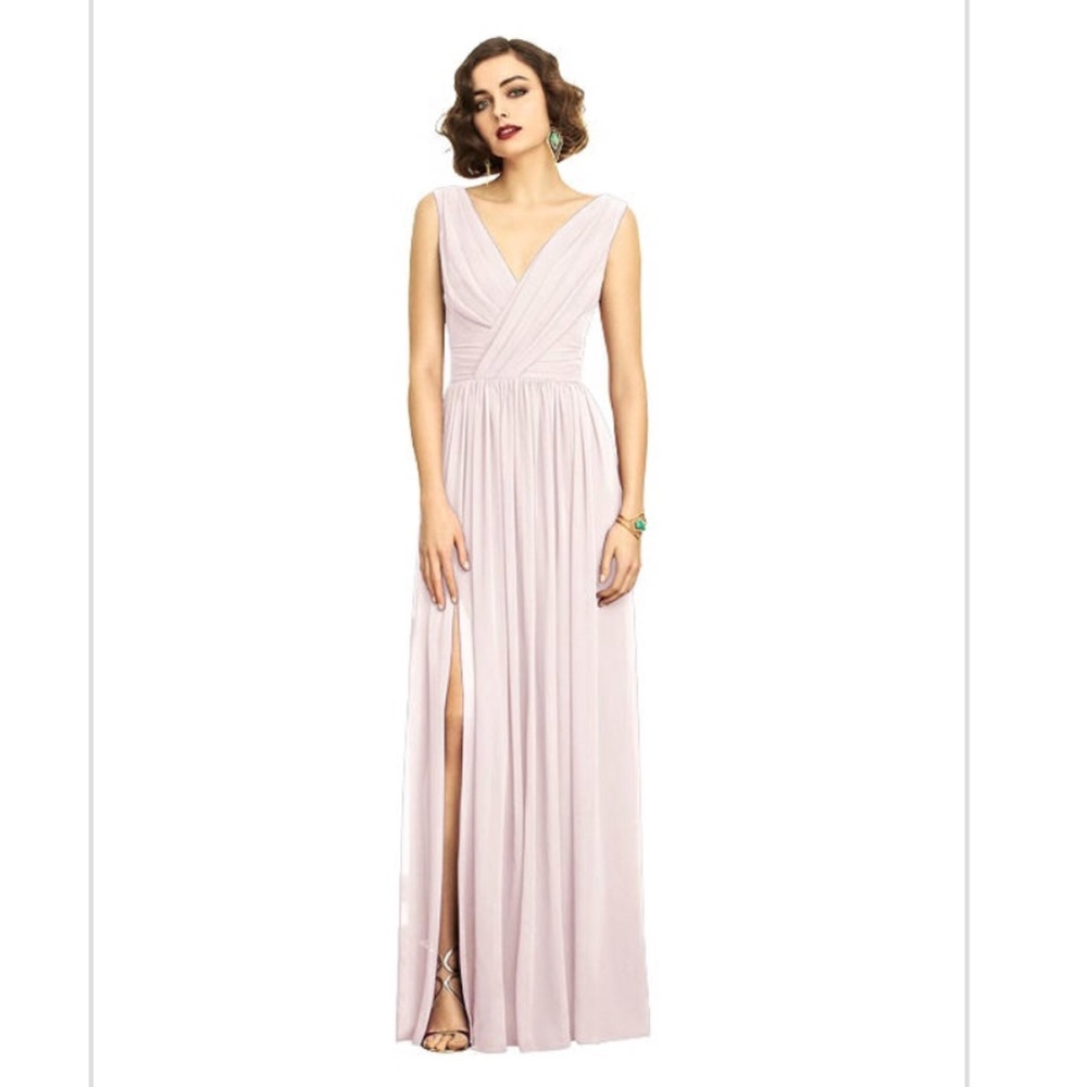 Dessy Collection blush bridesmaid or prom dress 8